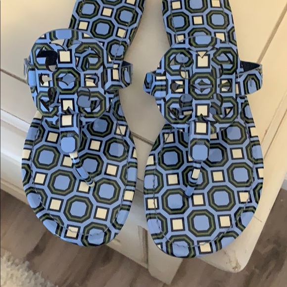 Tory Burch Shoes - Tory Burch Light Chambray Octagon Square Sandals